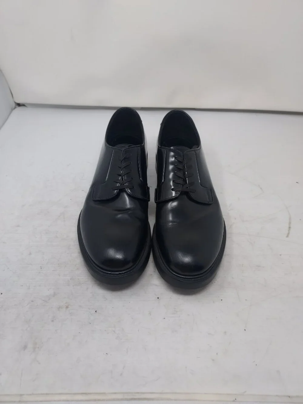 Prada MENS Black Lace Up Heel Triangle Logo Derby Shoe - Picture 9 of 10